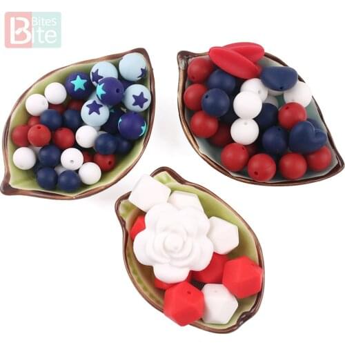 Bite Bites 100PCS Teething Baby Various Silicone Beads Food Grade Caring New Born Kids Diy Necklace Hexag Beads Baby Teether