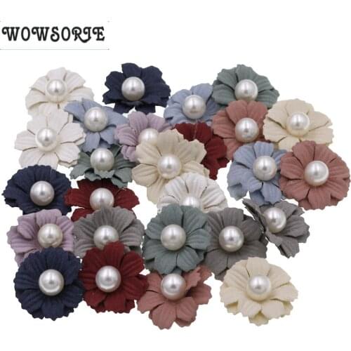 3.5cm baby Accessories Silk Rose Flower with Pearl Without headband N0 Clips DIY Wedding Decoration hair Accessories 20pcs/lot