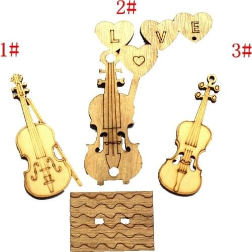 3 design 10 Stks Unfinished Viool Sheap Hout Uitsparing Chips Voor Board Game Stukken Arts Ambachten Projecten Ornamenten