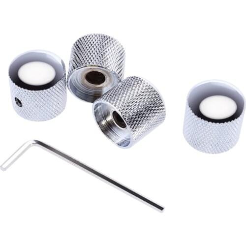 4pcs Heavy Electric Guitar Bronze Dome Knobs with Wrench (Black)