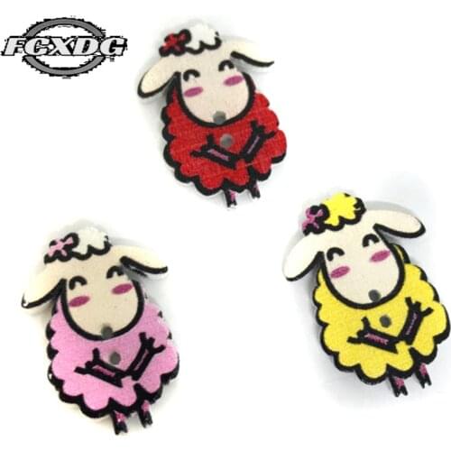 50pcs Cute Lamb Design Upholstery Furniture Buttons Handmade DIY Sewing Accessories Wooden Buttons Decorative Buttons for Crafts