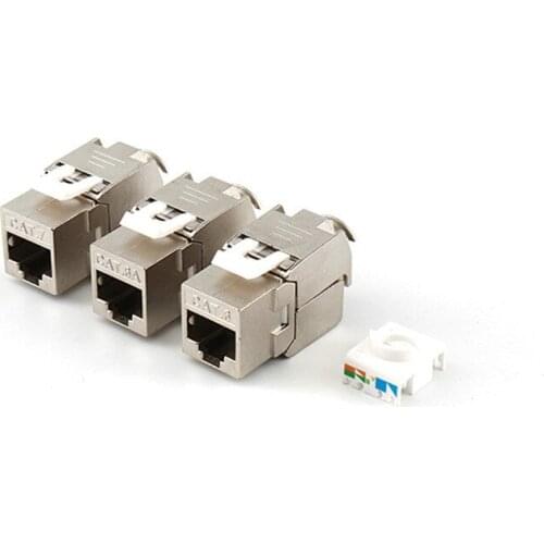 50PCS RJ45 Keystone Cat7 Cat6A Cat6 Shielded FTP Zinc Alloy Module 10GB Network Keystone Jack Connector Adapter cat7 rj45