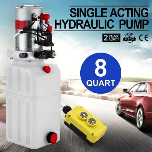 12V 8 Quart Car Lift Single Acting Hydraulic plastic Pump Power Supply Unit Single Acting for Dump Traile