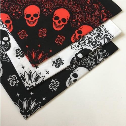 Unisex Hip Hop Cotton Bandana Fashion Headwear Hair Band Skull Bandna Square Scarves Print Handkerchief Square Shape 100pcs/lot