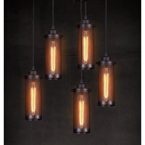 Freeshipping Industry Retro Single Head Bar Pendant Lights Vintage Cafe Pendany Lamps Metal Net Creative Pendant Light