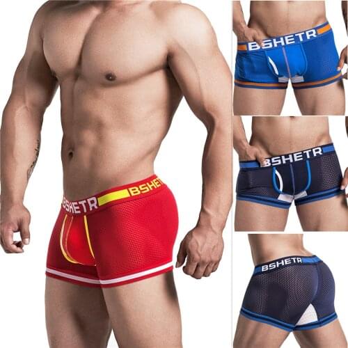 BSHETR Brand Boxer Men Mesh U Pouch Sexy Men Underwear Trunks Boxer Shorts Cotton Pant Male Panties Breathable Underpants Briefs