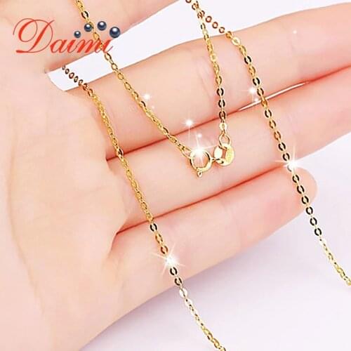 DAIMI Genuine 18K White Yellow Gold Chain Necklace Pendant 18 inches au750 Jewelry Necklace Women Fine Gift Wholesale