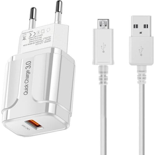 QC 3.0 3A Fast Charger USB Adapter Type C Micro Charge Cable For Samsung S20 FE A5 J7 Motorola G9 Plus E6 Play One Power S7 Edge