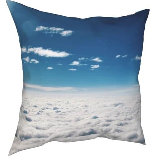 Blue sky white cloud 3D printed pillow case simple style linen pillow case hugging sky home decoration pillow case