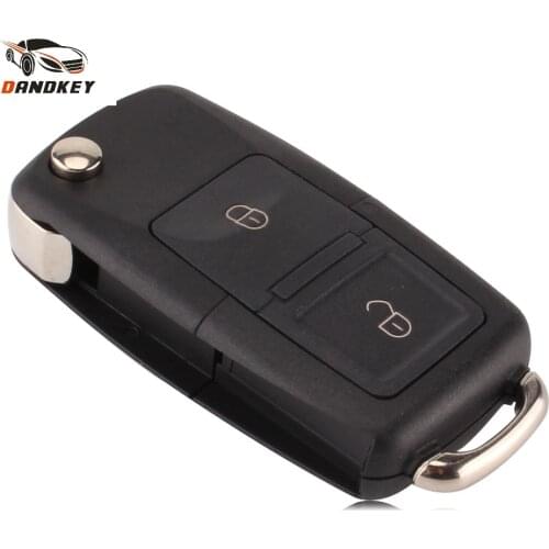 Dandkey 2 Buttons Remote Flip Folding Car Key Shell for VW Volkswagen MK4 Bora Golf 4 5 6 Passat Polo Bora Touran With logo