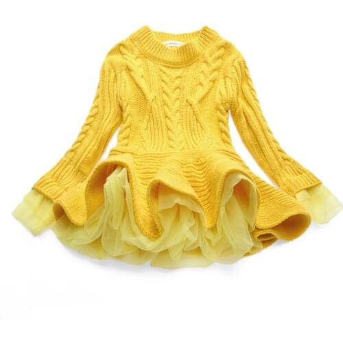 Children Girl Tutu Dress 2018 Winter Knitted Chiffon Baby Girls Dresses for Christmas Birthday party Spring Kids girls clothes