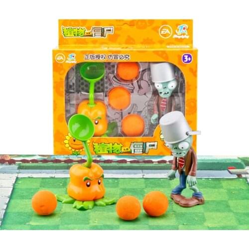 2pcs/lot Plants vs Zombie Figure Toys Ejection Pepper-pult BUCKET ZOMBIE Childrens Dolls Action Figure Model No Box