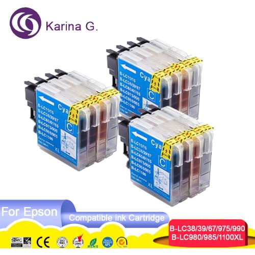 10x Ink Cartridges for LC39 LC980 lc60 LC985 LC1100 Printer Cartridge for Brother DCP 185C 195C 385C Printer
