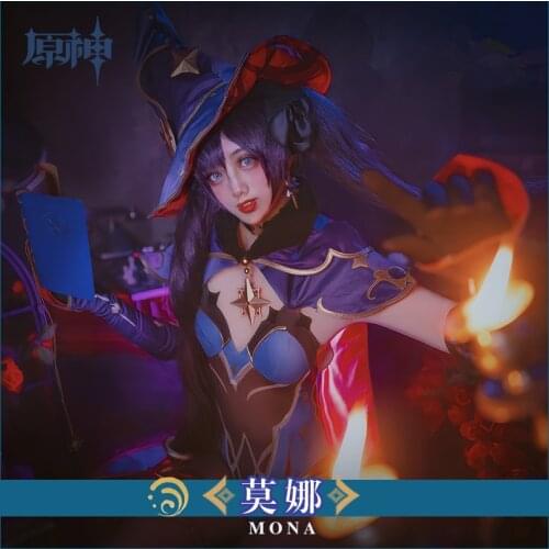 Mona Cosplays Genshin Impact Mona Jumpsuit Cosplay Costume Halloween Costumes