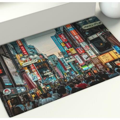 Tokyo Street Mat Japan Bustling Area Bedroom Entrance Doormat Home Hallway Floor Decor Living Room Carpet Bath Anti-Slip Rug