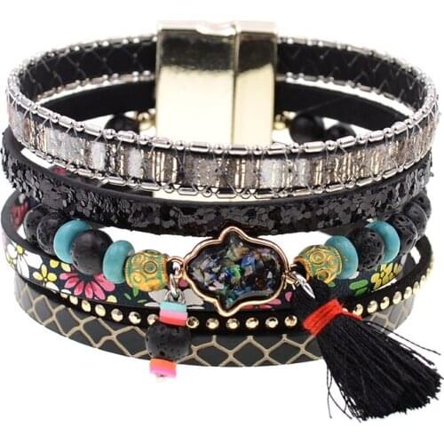Leather bracelets for women bohemia bracelets natural stone beaded bracelets fashion Femme jewelry wholesale