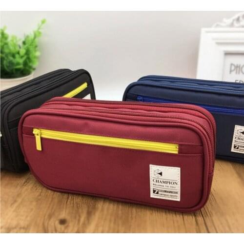 Creative Zipper Multifunction Pencil Case Canvas Large Pen Box School Pencil Case Cute Pencil Case Stationery Office Supplies