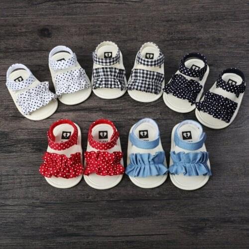 2021 Brand New Newborn Infant Baby Girl Summer Kids Shoes Soft Sole Crib Prewalker Toddler Anti-Slip Solid Ruffled First Walkers