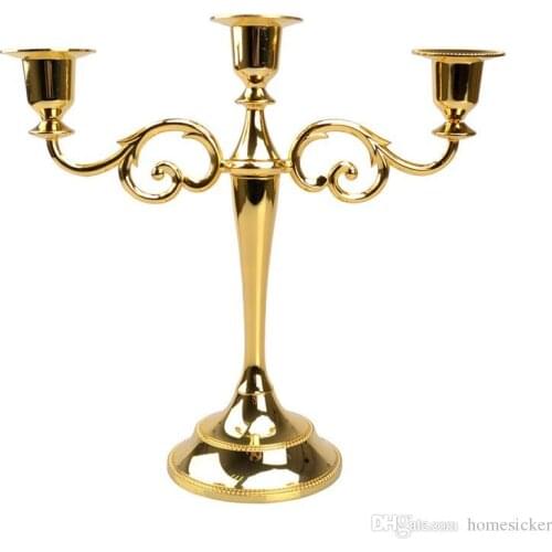 Hot sale Silver Gold Metal Candle Holders 5-arms/3-arms Candle Stand Wedding Decoration Candelabra Centerpiece Candlestick