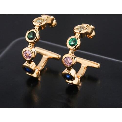 Funmode Mini Gold Color Female Girl Party Earring Cuff Hoop Earrings Small Circle Women Jewelry Wholesale FE88