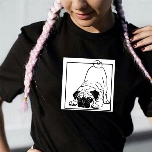 Fashion Pug Short-Sleeve Unisex cotton T Shirt for women dog lover summer tops graphic tees fashion tshirt ladies gift