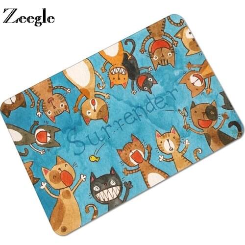 Zeegle Cat Doormat Floor Mat Non-slip Entrance Carpet Absorbent Rug Kitchen Mat Door Mat Kitchen Living Room Carpet Home Decor