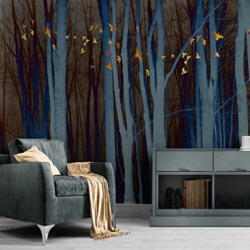 Custom 3D Wallpaper Retro Hand Painted Abstract Forest Landscape Mural Living Room Bedroom Art Home Decor Papel De Parede Sala