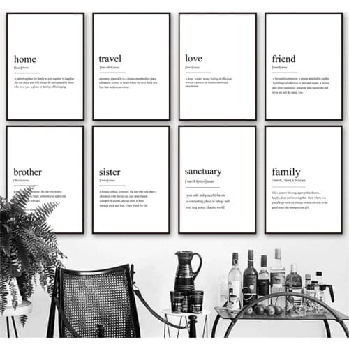 Home Friend Travel Love Definition Quotes Nordic Posters And Prints Wall Art Canvas Painting Wall Pictures For Living Room Decor