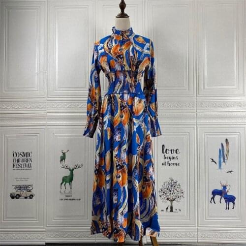 2021 Clothing New Fashion Popite WomenS Dress Mid Length Pullover With Long Sleeve Print For Slim Fit Skirt