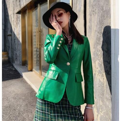 2020 Spring Womens brand new design genuine leather blazers jackets High quality Real leather Women elegant jackets coat B683