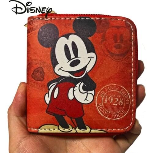 Disney New Cartoon Mickey Minnie Lady Wallet Cute Mini Card Bag PU Zipper Multifunctional Luxury Fashion Student Coin Purse