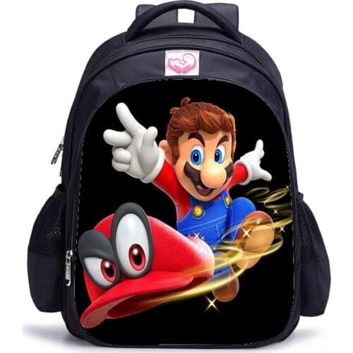 16 Inch Catoon Mario Bros Children School Bags Orthopedic Backpack Kids School Boys Girls Daily Mochila Infantil