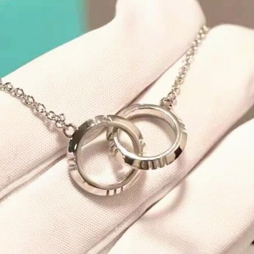 1:1 Original Double Circle Necklace for Women Roman Numerals Cross Charm Necklace Brand Clavicle Chain Jewelry