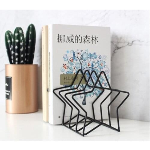 Pentagram Metal Bookend Star BookStanding Document File Desktop Manager Bookshelf Magazines Letter Storage Office Creative Decor