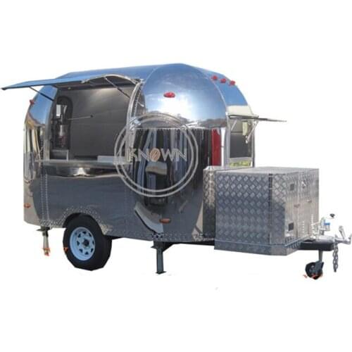 3m Airstream Food Trailer Stainless Steel Mini Fast Food Truck Mobile Kitchen Ice Cream Hot Dog Coffee Vending Cart Van Kiosk