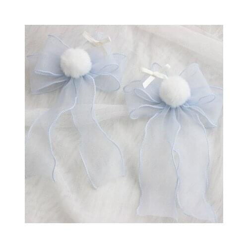 Lolita gray blue small hair ball hair trim clip girl cute decorative shoe clip hair clip headband
