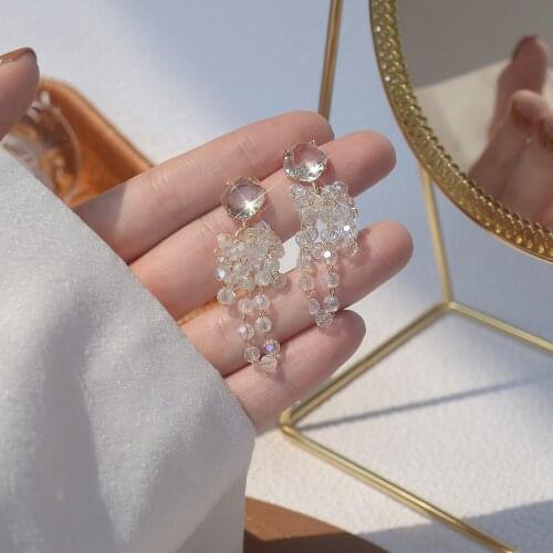 14k Real Gold Plated Fashion Jewelry Plaited Crystal Love Tassel Exquisite Earrings for Woman Holiday Party Elegant Earring