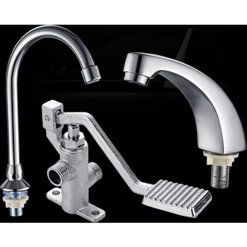 Bathroom Basin Faucet Medical Laboratory Tap Foot Pedal Brass Basin Single Cold Water Taps Faucet Accessories