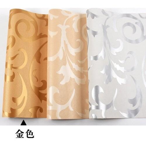 Modern Simplified 3D TV Background Wall Wallpaper Living Room Bedroom European-Style Golden Crochet Leaf Wallpaper