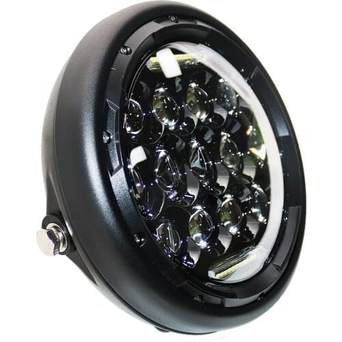 7.5Inch LED Headlamps with Angel Eyes For Harley Honda Kawasaki Street Tracker Cafe Racer Bobber 7.5" LED Motorcycles Headlight