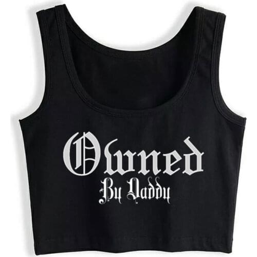 Crop Top Sport Owned By Daddy Print Ddlb Ddlg Graphic By Cool White Sleeveless Tops Women