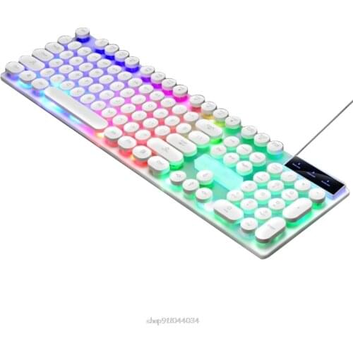 Waterproof Punk Keyboard with 108 Round Keycaps Luminous Keyboard Mute Keyboard and Mouse Set Punk Retro Keyboard Mar25 Dropship