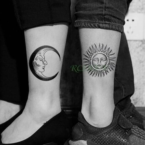 Waterproof Temporary Tattoo Sticker Sun Moon Fake Tatto Flash Tatoo leg Arm hand foot tatouage for Girl Men Women femme