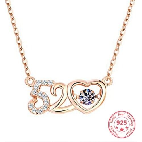 925 Sterling Silver I Love You Necklace Female Beaten Heart-shaped 100 Languages I Love You Necklace