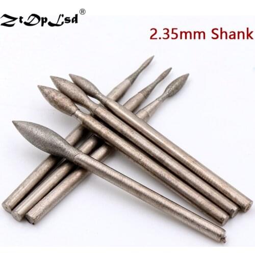1Pcs 2.35mm Shank Diameter Polished Diamond Grinding Needle Carving Tool Spherical Polishing Head Mounted Points For Rotary Tool
