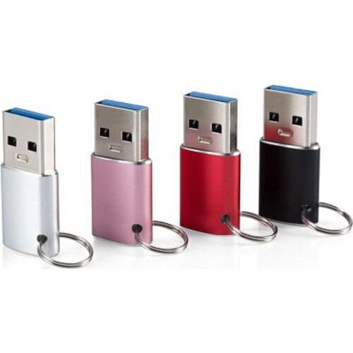 10PCS bundle package Type C female to USB3.0 male connector Type-c adapter lanyard keychain aluminum shell USB adapter