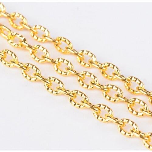 100M/roll Unwelded Iron Textured Cable Chains Stringing Material with Spool for Jewelry Making Link: 4x3x1mm thick