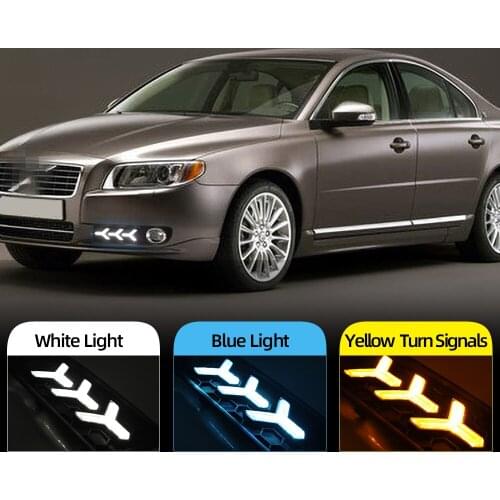 Car Flashing 2Pcs DRL For Volvo S80 2009 2010 2011 2012 2013 Car LED daytime running lights Fog lamp Turn signal style Relay