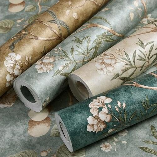 3D Pastoral Flower and Bird Wallpaper Vintage Mural Wallpapers Roll Environment friendly Living Room Bedroom Wall Sticker