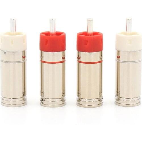 4Pcs Hifi DIY 9mm Silver plated or Gold Plated Brass RCA Plug Connector,HIFI RCA JACK